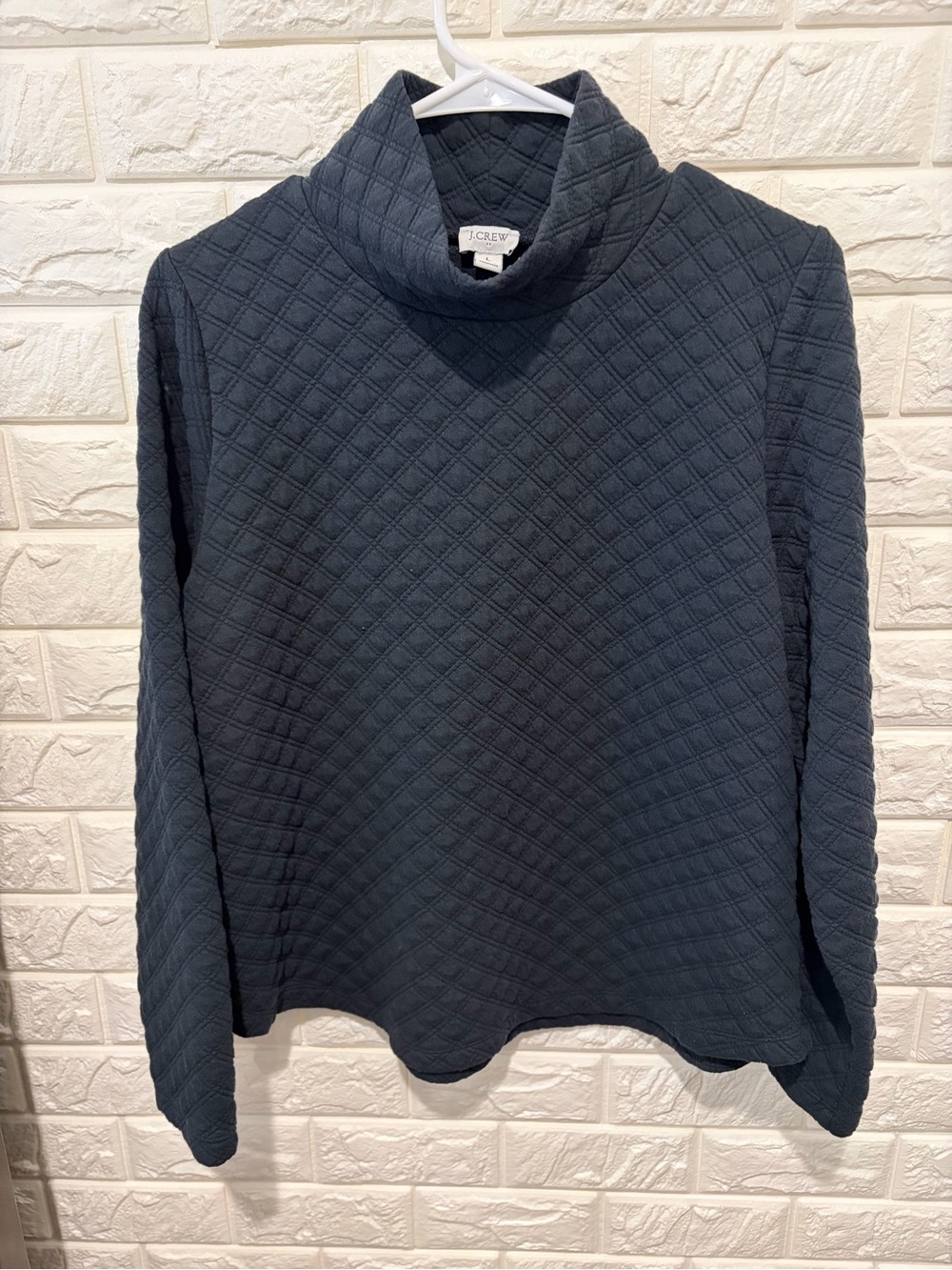 J. Crew Quilted Turtleneck Sweater - black
